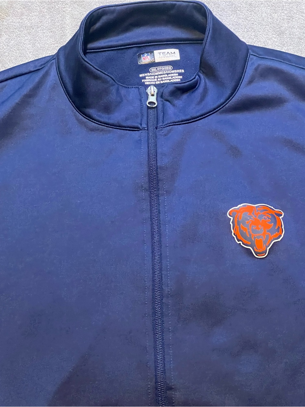 Navy Full-Zip Track Jacket with Orange Bear Logo - Picture 2 of 10